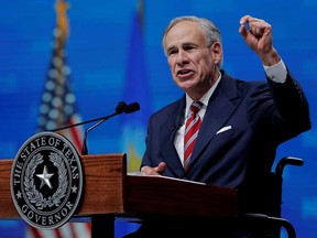 Texas Governor Greg Abbott speaks at the annual National Rifle Association convention in Dallas, Texas, May 4, 2018.