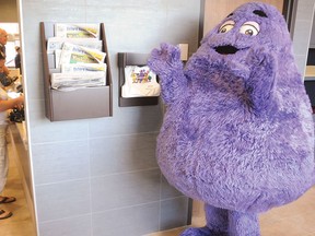 Grimace in action at a McDonald's.
