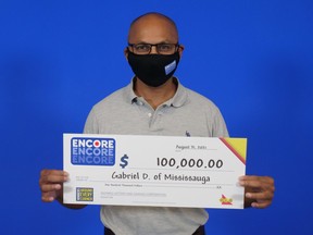 Gabriel D'Souza of Mississauga, $100,000 lottery winner from June 9 draw.