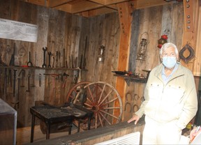 Fabien Sinnett shows blacksmith tools at the site of Berceau du Canada in Gaspe, Que. RUTH DEMIRDJIAN DUENCH photo
