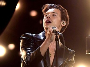In this handout photo courtesy of The Recording Academy, British singer Harry Styles performs during the 63rd Annual Grammy Awards Ceremony broadcast live from the Staples Center in Los Angeles on March 14, 2021.