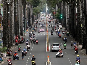 A view shows low traffic on a street in Ho Chi Minh city, amid the COVID-19 outbreak in Vietnam, Aug. 20, 2021.