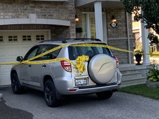 Toronto Police at the scene at 15 Pin Lane, in the Scarborough Golf Club and Kingston Rds. area, on Tuesday, Sept. 7, 2021 after two bodies were found on Sunday.