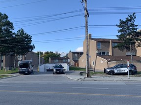 Toronto Police at the scene the day after a fatal stabbing at Humber College and John Garland Blvds. on Thursday, Sept. 30, 2021.
