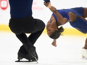 Canadians Vanessa James and Eric Radford at the Skate Canada Autumn Classic International yesterday.  Getty Images