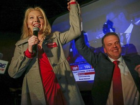 Ajax Liberal winner Mark Holland, along with Pickering Liberal winner, Jennifer O’Connell, at the Cocktail House in Brock Rd. in Pickering, Ont. on Monday October 19, 2015. Dave Thomas/Toronto Sun/Postmedia Network