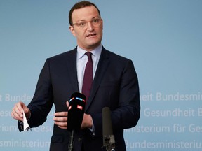 German Health Minister Jens Spahn gives a press statement in Berlin on September 22, 2021 on measures during the coronavirus pandemic.