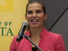 Kirsty Duncan, Minister of Science and Sport announces $2.2 million in financial support for researchers at all stages of their careers on Monday, Aug. 12, 2019 at the University of Alberta in Edmonton. (Greg Southam-Postmedia)
