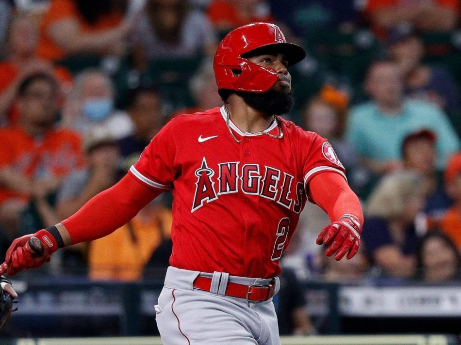 Luis Rengifo of the Los Angeles Angels wears a samurai warrior