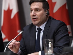 Minister of Immigration, Refugees and Citizenship Marco Mendicino speaks during a press conference on COVID-19 in West Block on Parliament Hill in Ottawa, on Thursday, March 19, 2020. The Liberal government is updating the interpretation of “parent” in order to make it easier for people to pass on their Canadian citizenship to their children. THE CANADIAN PRESS/Justin Tang