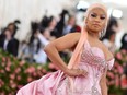 In this file photo, Nicki Minaj arrives for the 2019 Met Gala at the Metropolitan Museum of Art, in New York City, May 6, 2019.