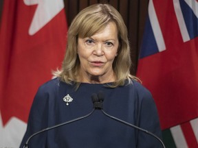 Christine Elliott, Ontario's Minister of Health and Deputy Premier attends an announcement at the Ontario legislature on September 14, 2021.