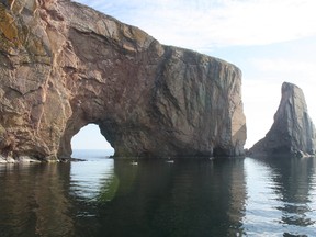 Perce Rock is seen from a boat taking tourists to Ile Bonaventure. (RUTH DEMIRDJIAN DUENCH/Photo)