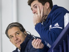 Maple Leafs GM Kyle Dubas (right) and team president Brendan Shanahan will be on the hot seat this season, with the team having crashed out of the playoffs the past five seasons.