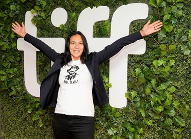 Cast member Gail Maurice poses at the premiere of the thriller Night Raiders, at the Toronto International Film Festival, Sept. 10, 2021.