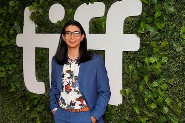 Cast member Jordan Bullchild poses at the premiere of the thriller Night Raiders, at the Toronto International Film Festival, Sept. 10, 2021.