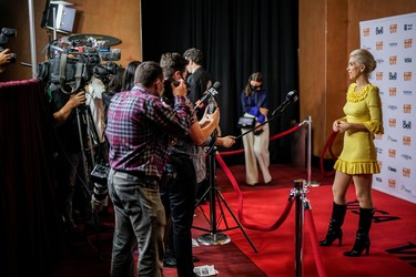 Director Eva Husson poses at the premiere of the period drama Mothering Sunday at the Toronto International Film Festival, Sept. 9, 2021.