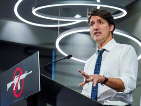Liberal Prime Minister Justin Trudeau makes an announcement during his election campaign tour, in Markham, Ont., Sept. 5, 2021.