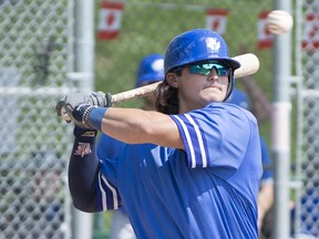 Garrett Takamatsu hit his 12th homer of the season to help the Maple Leafs beat Brantford 6-3 on Sunday at Christie Pits.