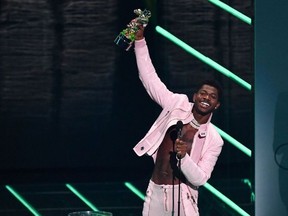 US rapper Lil Nas X accepts the award for Video of the Year for "Montero (Call Me By Your Name)" during the 2021 MTV Video Music Awards at Barclays Center in Brooklyn, New York, September 12, 2021.