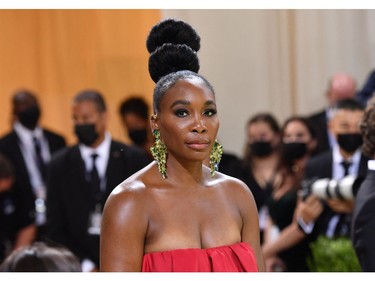 US tennis player Venus Williams arrives for the 2021 Met Gala at the Metropolitan Museum of Art on September 13, 2021 in New York. - This year's Met Gala has a distinctively youthful imprint, hosted by singer Billie Eilish, actor Timothee Chalamet, poet Amanda Gorman and tennis star Naomi Osaka, none of them older than 25. The 2021 theme is "In America: A Lexicon of Fashion." (Photo by ANGELA WEISS / AFP)