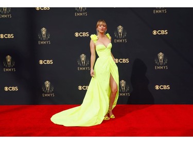 Actor Kaley Cuoco arrives at the 73rd Primetime Emmy Awards in Los Angeles, Sept. 19, 2021.