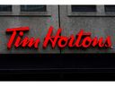 A Tim Hortons logo.