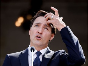 Canada's Prime Minister Justin Trudeau outside Rideau Hall in Ottawa, Ontario, Canada, August 15, 2021.