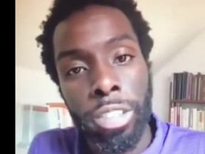 Activist and author Desmond Cole during a talk to TDSB teachers in September 2021.