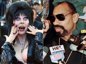 Elvira and Wilt Chamberlain are pictured in file photos.