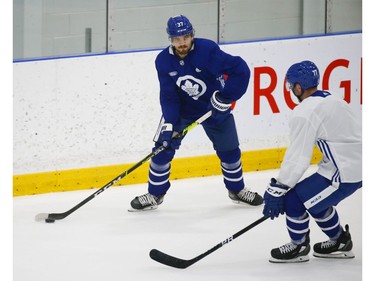 Toronto Maple Leafs defenceman Timothy Liljegren (37) fires a puck across the ice at their practice facility in Etobicoke on Wednesday September 15, 2021. Jack Boland/Toronto Sun/Postmedia Network