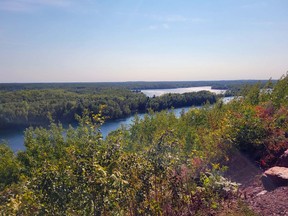 A trail at the Cuyuna Lakes Mountain Bike Trails in central Minnesota leads down to a series of lakes. MUST CREDIT: The Washington Post photo by Tom Peterson