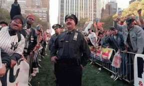 The NYPD separate Yankees and Mets fans in the build-up to the 2000 World Series. The first Subway Series in 44 years.