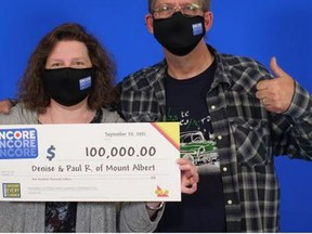 Denise and Paul Reeves of Mount Albert won $100,000 playing the Lotto 6/49 in the Aug. 28 draw.