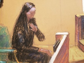 Witness "Faith" testifies during R. Kelly's sex abuse trial at Brooklyn's Federal District Court in a courtroom sketch in New York, U.S., August 31, 2021.