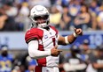 Kyler Murray of the Arizona Cardinals calls a play during their game against the Los Angeles Rams.