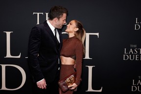 Ben Affleck and Jennifer Lopez attend “The Last Duel” New York Premiere at Rose Theater at Jazz at Lincoln Center’s Frederick P. Rose Hall on Oct. 9, 2021.