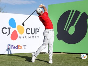 Rory McIlroy of plays his shot from the 16th tee during the final round of THE CJ CUP @ SUMMIT at The Summit Club on Sunday. He went on to win the tournament. 
/Getty Images)