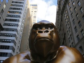 A statue of Harambe is seen on October 18, 2021 in New York City.