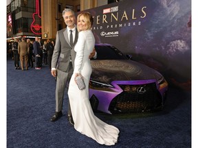 Taika Waititi and Rita Ora arrive for the world premiere of Marvel Studios' Eternals at the El Capitan Theatre in Hollywood on Oct. 18, 2021.