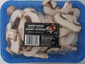 Sliced white mushrooms prepared for Metro Brands.