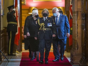 Ontario Lt.-Gov.ÊElizabeth Dowdeswell (left) and Ontario Premier Doug Ford, ahead of the Speech from the Throne at Legislative Assembly of Ontario at Queen's Park in Toronto, Ont. on Monday October 4, 2021. Ernest Doroszuk/Toronto Sun/Postmedia
