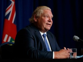 Ontario Premier Doug Ford speaks during a press conference at Queen's Park on Sept. 22, 2021.