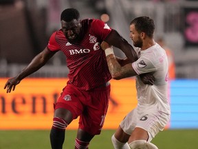 Toronto FC forward Jozy Altidore is feeling healthy for the first time in a long time and should see his minutes increase in the final few games.  (17) battle for the ball during the second half at DRV PNK Stadium. Mandatory Credit: Jasen Vinlove-USA TODAY Sports