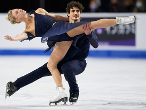 Piper Gilles and Paul Poirier of Canada skate their free dance in the ice dance competition at Skate Canada International in Vancouver on Sunday.