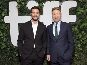 Jamie Dornan and Kenneth Branagh attend the "Belfast" Premiere during the 2021 Toronto International Film Festival at Roy Thomson Hall on September 12, 2021 in Toronto.