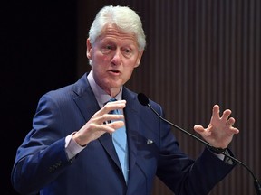 In this file photo, former President Bill Clinton speaks at the fifth annual Town and Country Philanthropy Summit on May 9, 2018 at Hearst Tower in New York City.