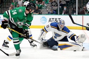 St. Louis Blues netminder Jordan Binnington, who won a Stanley Cup in 2019, could be one of the top options to be the starting goalie at the Beijing Games. GETTY IMAGES