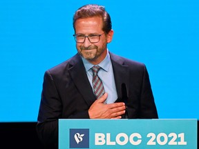Bloc Quebecois leader Yves-Francois Blanchet speaks at his election night event in Montreal September 21, 2021.