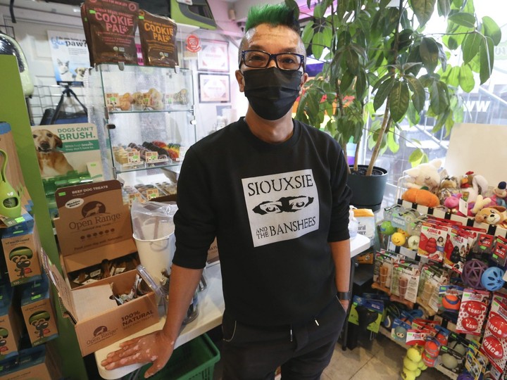  Charles Ng, owner of Bark and Meow pets supplies, on Floor St. West at Christie St. is Toronto’s first and only retailer specializing in vegan food and treat options for dogs and cats. He says it has been tough acquiring everything from food to leashes for pets. Jack Boland/Toronto Sun/Postmedia Network